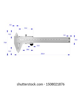 Сaliper on white background. Accurate measurement. Vector illustration