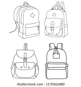 on white background, backpack sketch
