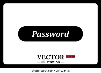 On a white background black  button for a site. Password. Vector illustration, EPS 10