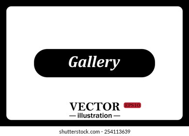 On a white background black  button for a site. Gallery. Vector illustration, EPS 10