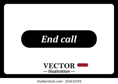 On a white background black  button for a site. End call. Vector illustration, EPS 10