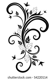 on a white background black floral pattern for decoration