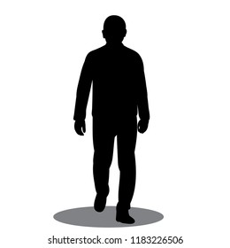 on white background, black silhouette man, guy walking, alone