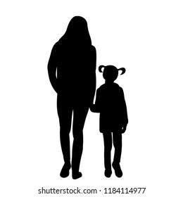 on white background, black silhouette of mother and child