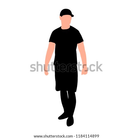 on white background, black silhouette the guy is walking