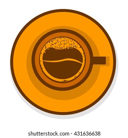 on a white background coffee cup with coffee