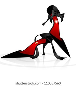 on a white background is couple of black elegant lady's shoes
