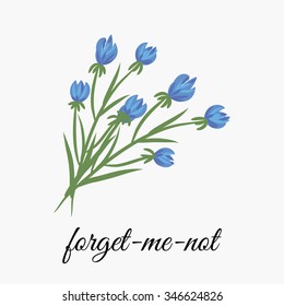 On a white background depicts me-nots flowers, vector illustration