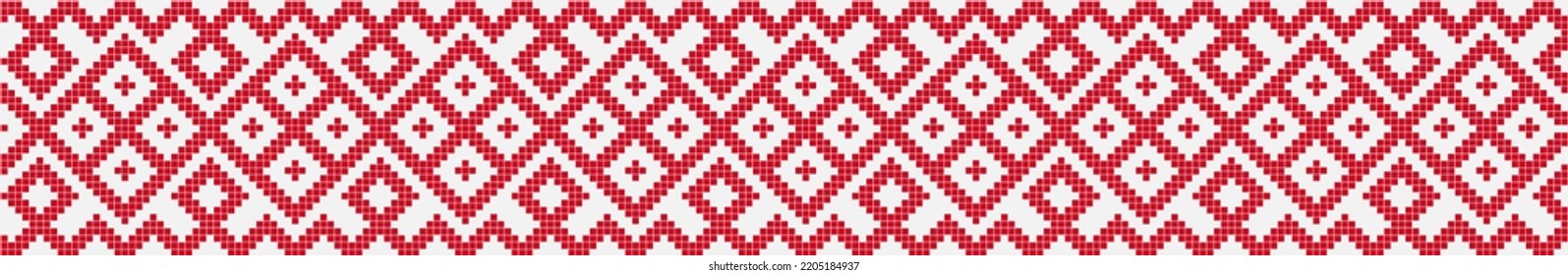 On a white background, a diagram of a pattern of Ukrainian embroidery is shown, in vector.