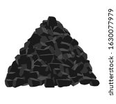 On a white background is a drawing of a dark pile of coal or stones of various shapes and sizes. Different sides of the stones have different darkening