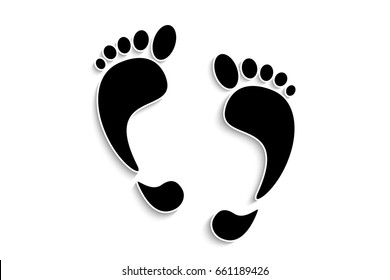 On A White Background Feet Prints Foots