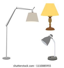 on white background floor lamp and table lamp