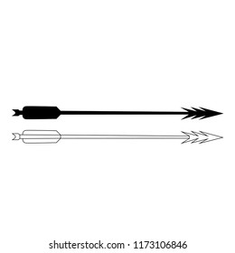 on white background, flying arrow from bow