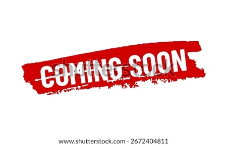 On a white background, a grunge stamp in red will be coming soon. Vintage Inked Red Circular Stamp with COMING SOON Label.  Vector illustration vector eps 10.