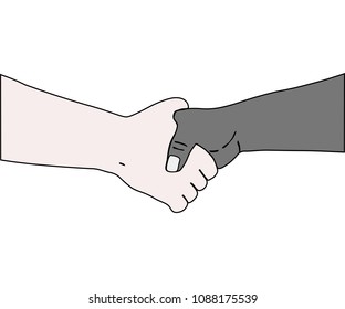 On white background, the handshake. The Vector.