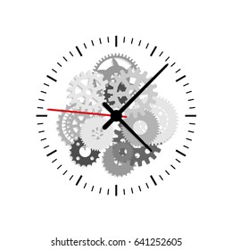 On white background, isolated object clock, gears