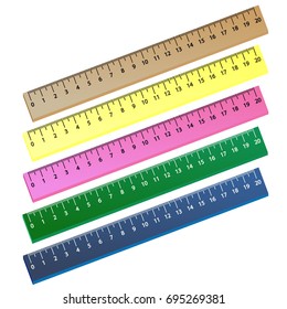 On white background isolated set of school rulers