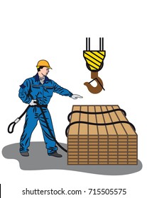 on white background isolated slinger, builder work profession