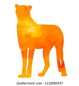 on white background, isolated, watercolor silhouette, jaguar