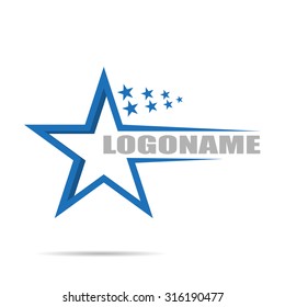 On white background Logo company with stars, flat design