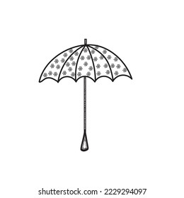 On white background modern umbrella coverage.