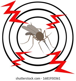 On the white background is a mosquito in sight. Vector graphics. Nature. Insect control.