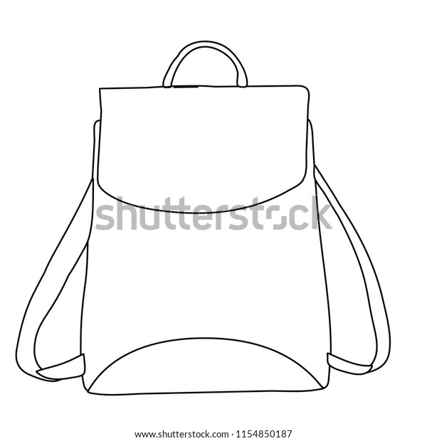 On White Background Outline Sketch Backpack Stock Vector (Royalty Free ...