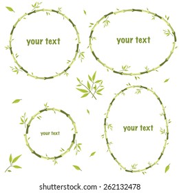 on a white background painted frame from bamboo branches. frames of different shape and size there you can enter your text here