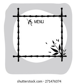 on a white background painted frame from bamboo branches. frames of different shape and size there you can enter your text here