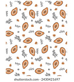 Auf dem weißen Hintergrund Papaya Allover Printdesign