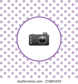 On a white background pink circles. photo camera. icon. vector design