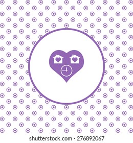 On a white background pink circles. clock, House with Heart Icon. icon. vector design