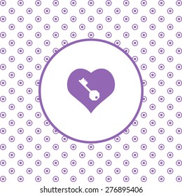 On a white background pink circles. heart and key. icon. vector design