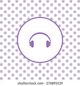 On a white background pink circles. Headphones. Musical accessory. icon. vector design