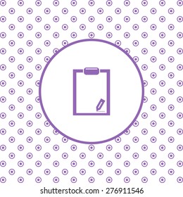 On a white background pink circles. tablet with paper. icon. vector design