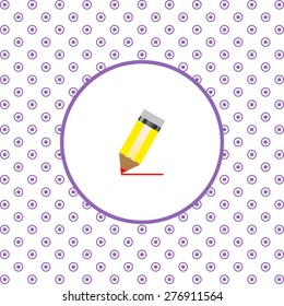 On a white background pink circles. yellow pencil. icon. vector design