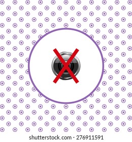 On a white background pink circles. photo video banned camera crossed out with a red cross. icon. vector design