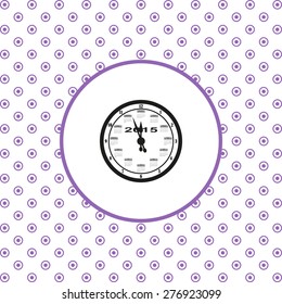 On a white background pink circles. Calendar 2015  stylized clock with figures for the calendar business wall. icon. vector design