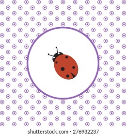 On a white background pink circles. Ladybird. icon. vector design