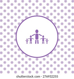 On a white background pink circles. kids silhouette family. icon. vector design