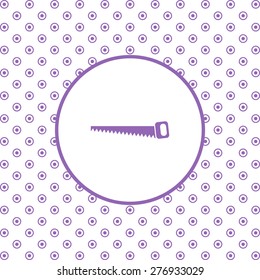 On a white background pink circles. Hand saw woodworking instrument icon. icon. vector design