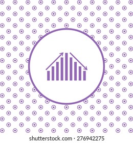 On a white background pink circles. chart with green and red arrows. icon. vector design