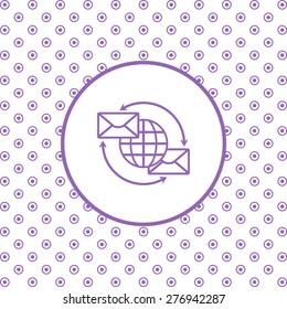 On a white background pink circles. Internet e-mai, envelope lette, Globe. icon. vector design