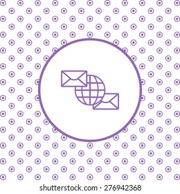On a white background pink circles. Internet e-mai, envelope lette, Globe. icon. vector design
