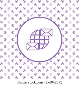 On a white background pink circles. Internet e-mai, envelope lette, Globe. icon. vector design