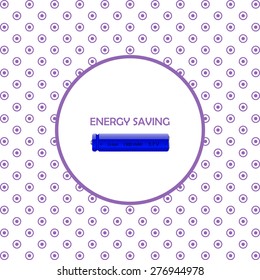 On a white background pink circles. energy saving battery. icon. vector design