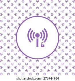 On a white background pink circles. Wireless network access is open, unlocked. icon. vector design