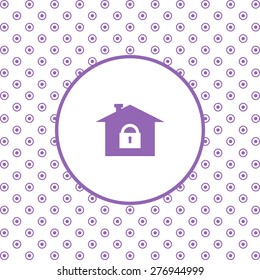 On a white background pink circles. House, access is closed, locked. icon. vector design