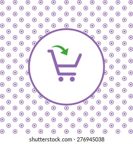 On a white background pink circles. put in shopping cart. icon. vector design