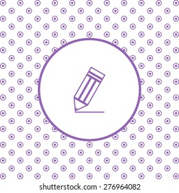 On a white background pink circles.  pencil. icon. vector design